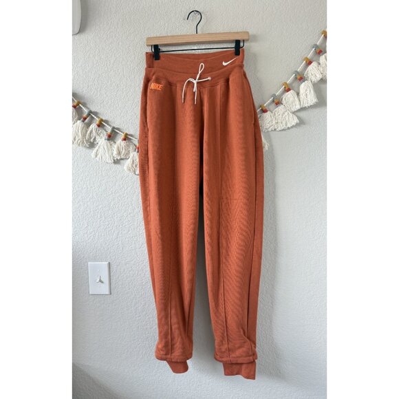 Nike Sportswear Swoosh High Rise Fleece Joggers Orange Baggy Loungewear Sporty M - Picture 1 of 10